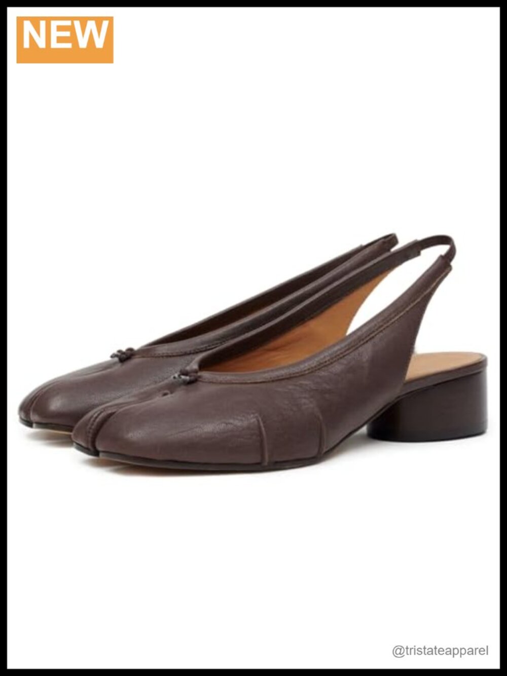 KOKOMOMO Women's Split Toe Slingback Heels Cylindrical Block Heels Pumps